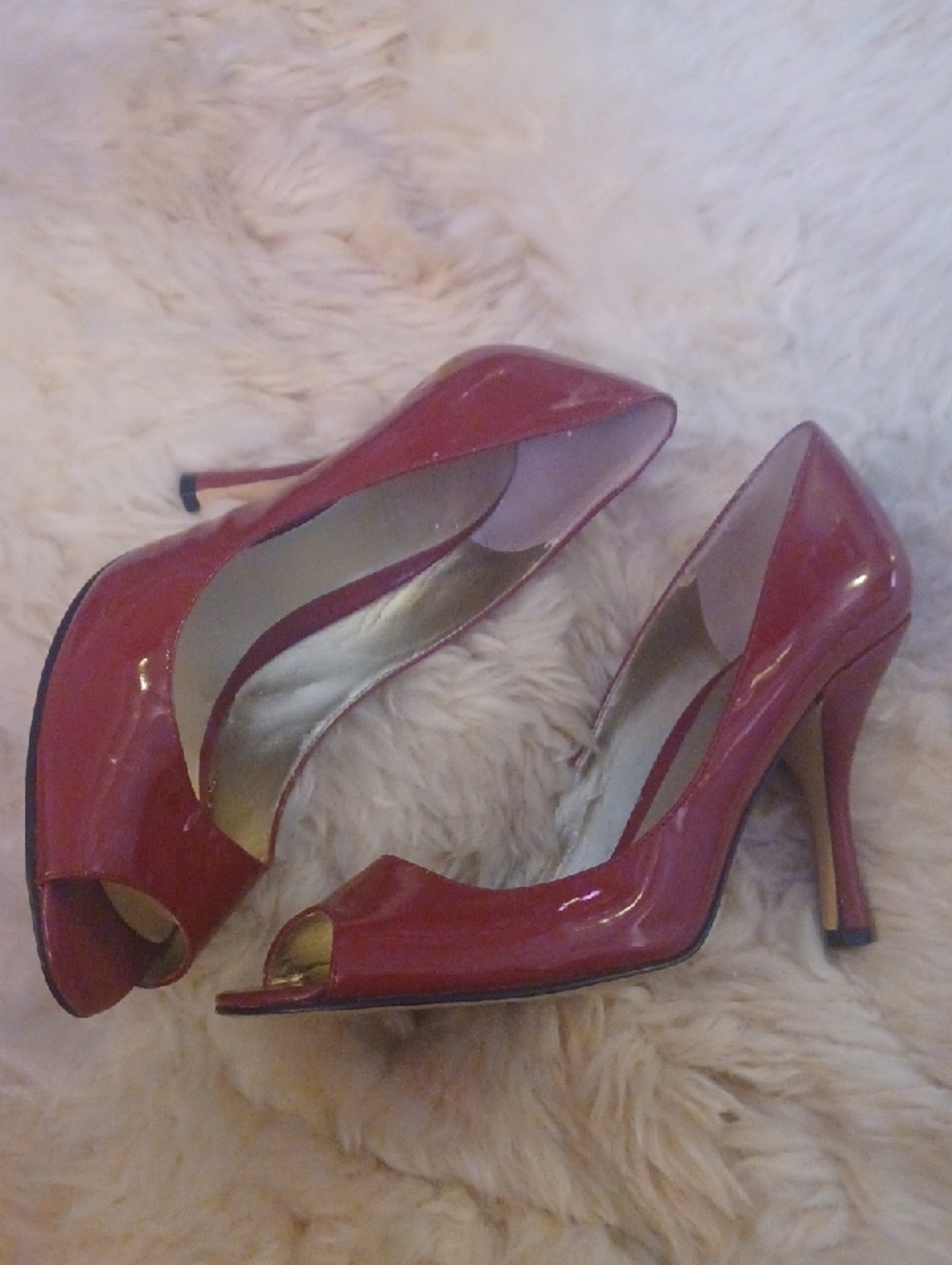 Marilyn Monroe Nine West Red Patent Peep-Toe Stiletto Heels 8.5
